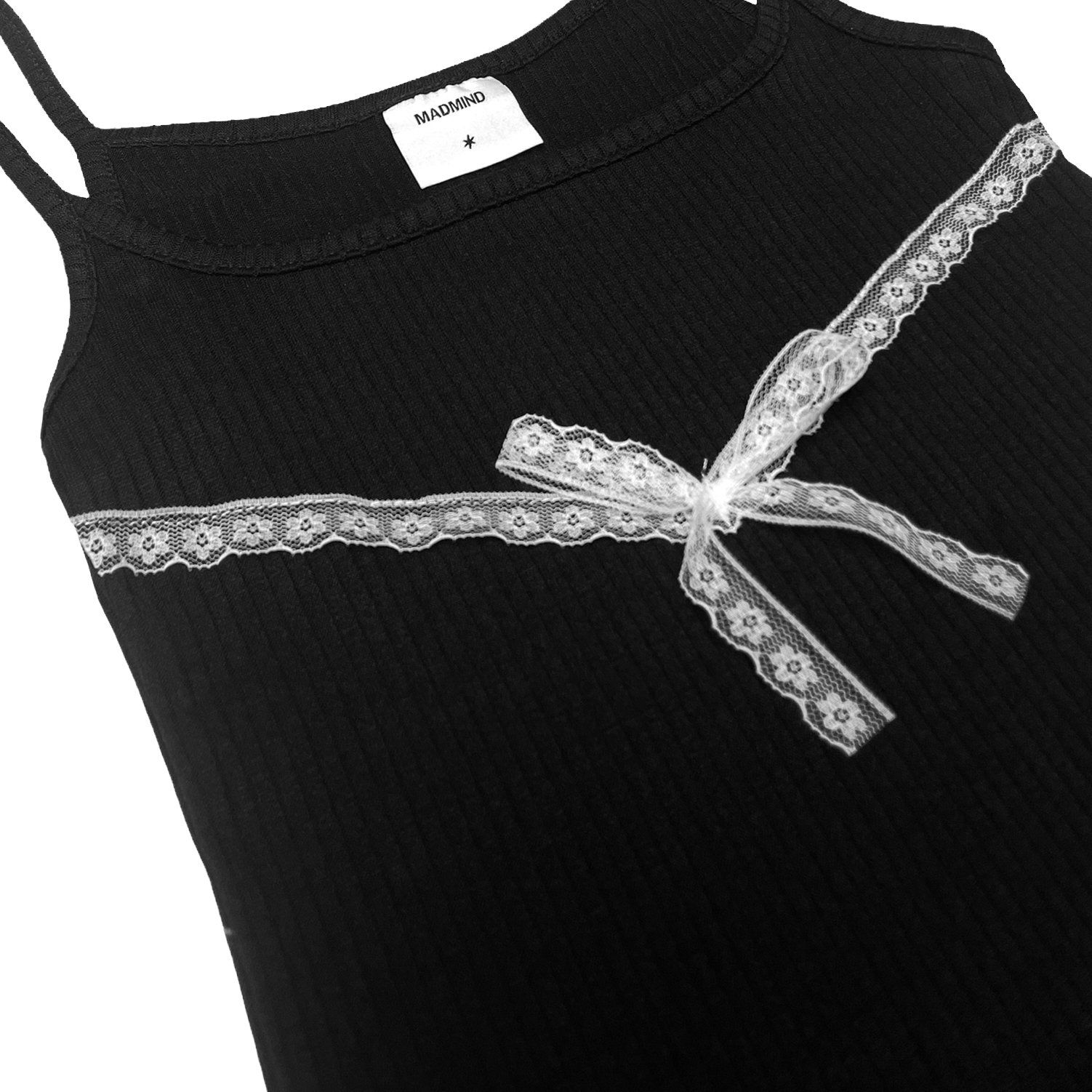  Áo Hai Dây Nữ Đính Nơ Bowie Top MADMIND - Màu Đen 