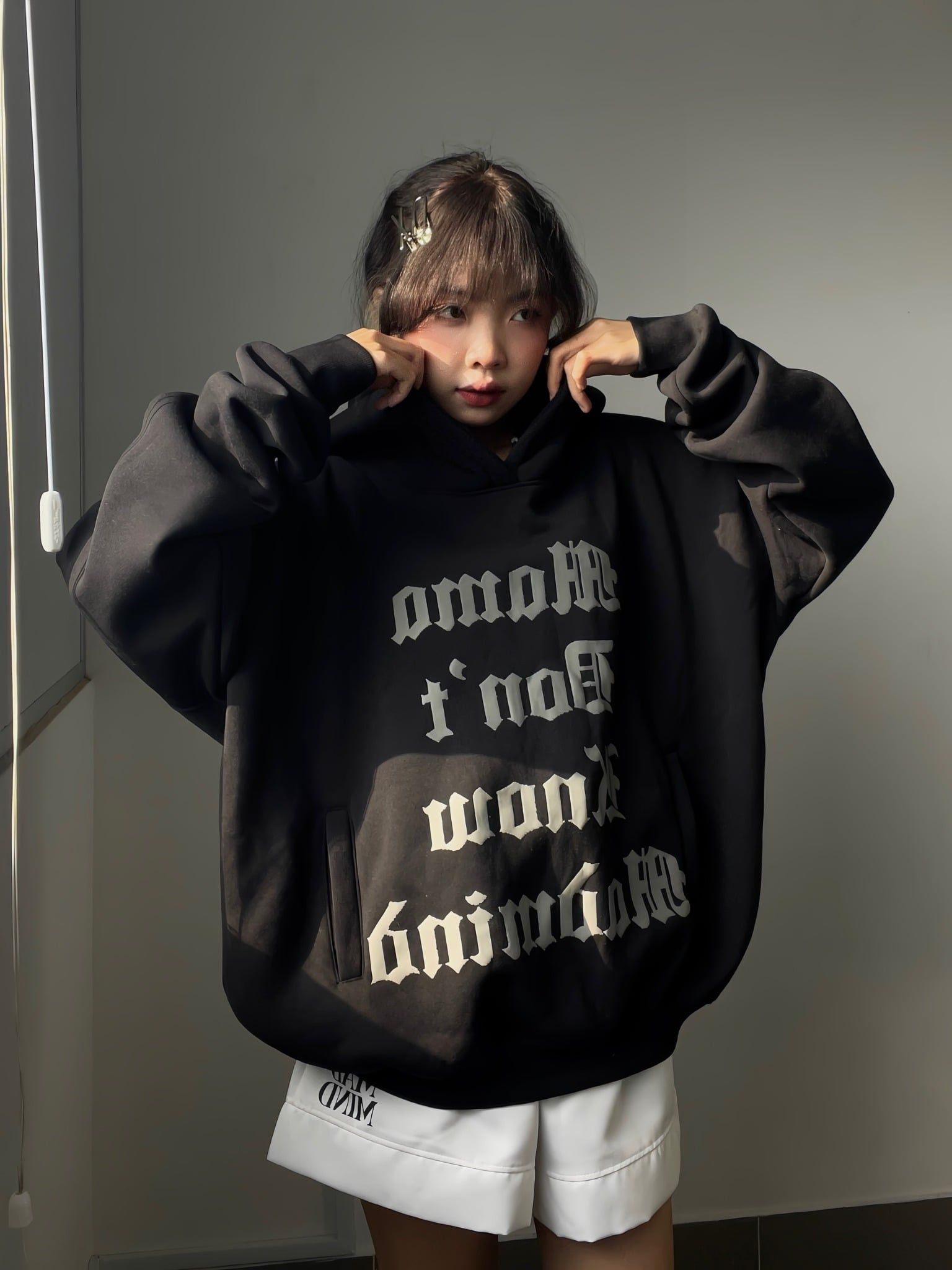  Áo Hoodie Tay Dài In Nổi, Nỉ Bông Mama Hoodie - Màu Đen 