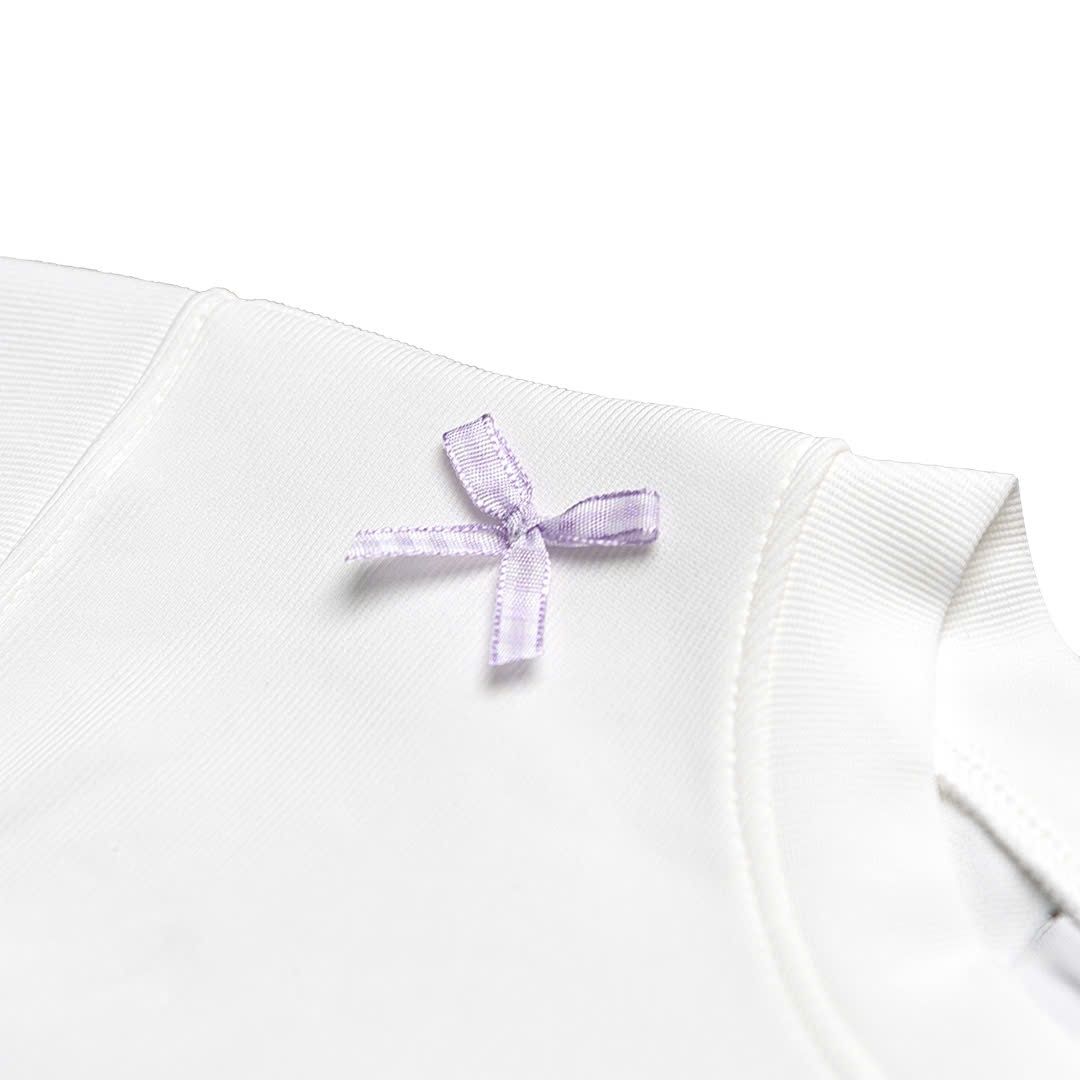  Áo Thun Nữ In Nổi Họa Tiết Đính Nơ Bonnie Croptop MADMIND - Màu Trắng 