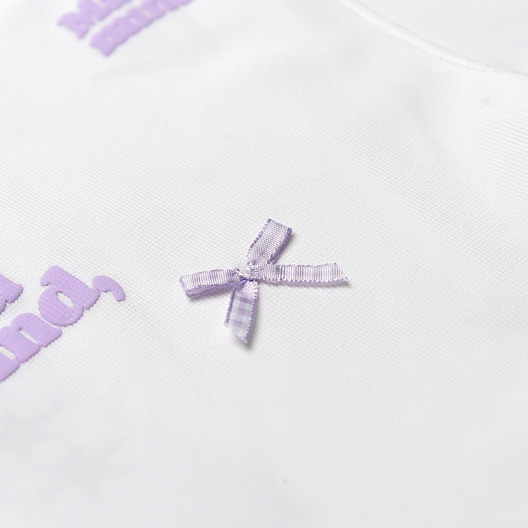  Áo Thun Nữ In Nổi Họa Tiết Đính Nơ Bonnie Croptop MADMIND - Màu Trắng 