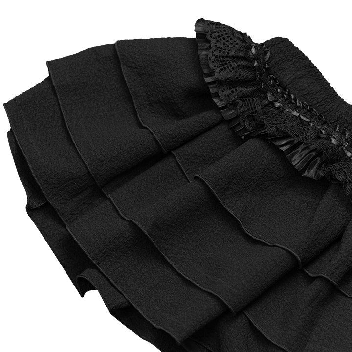  Chân Váy Ngắn Nhún 4 Tầng Phối Ren (Có Quần Bảo Hộ) Rora Skirt MADMIND - Màu Đen 