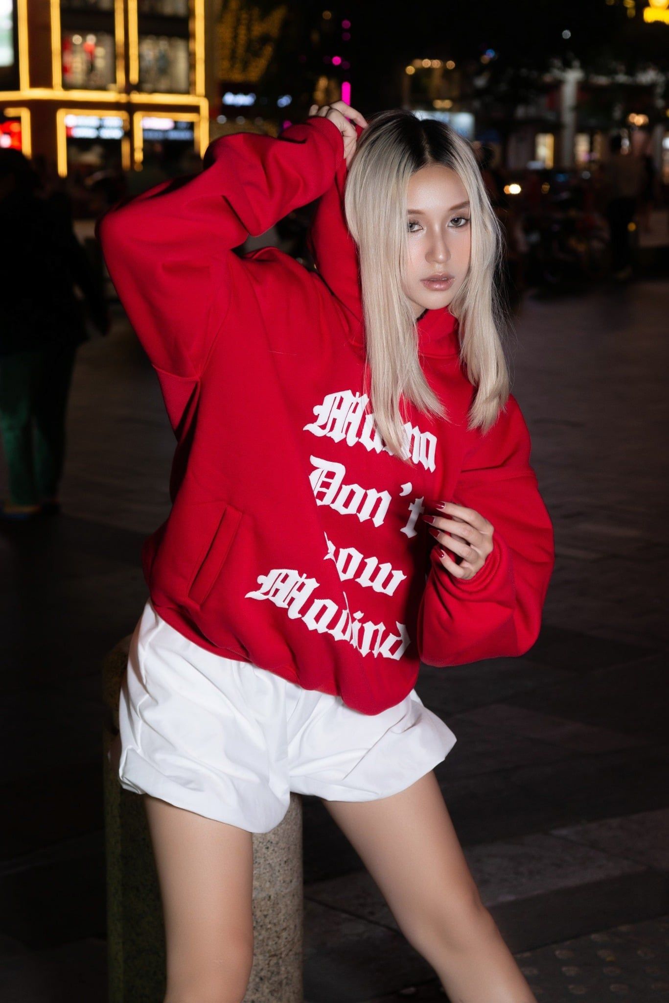  Áo Hoodie Tay Dài In Nổi, Nỉ Bông Mama Hoodie - Màu Đỏ 