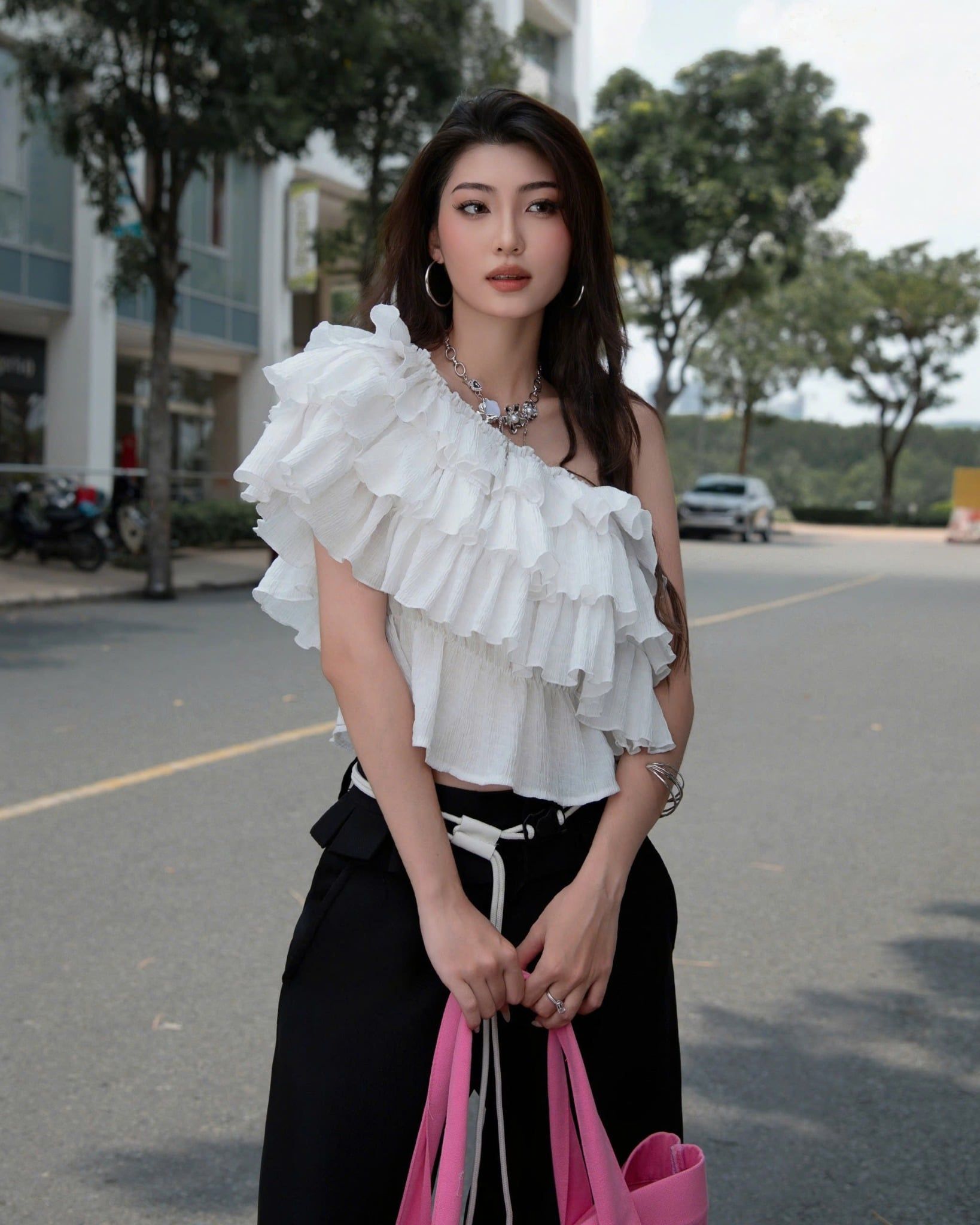  [ MẶC 4 KIỂU ] Áo Nữ Trễ Vai PUDDING MADMIND - Màu Trắng 