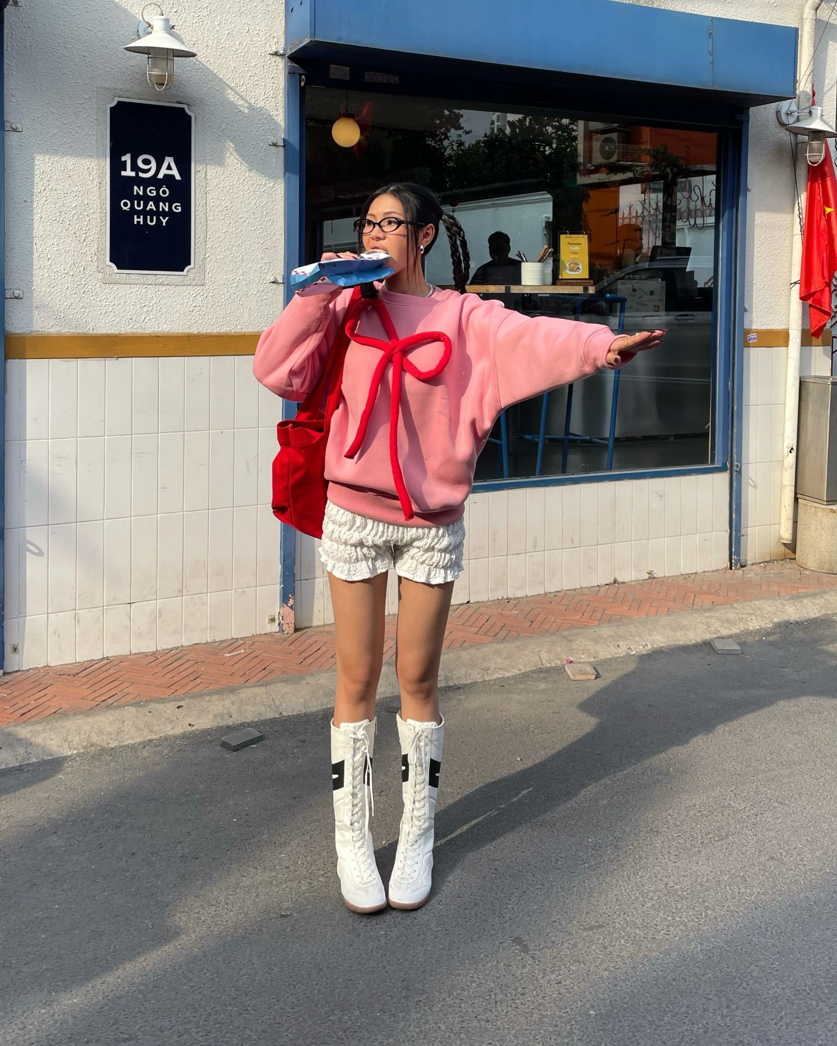  Áo Nữ Tay Dài BOWPOP MADMIND - Màu Hồng 