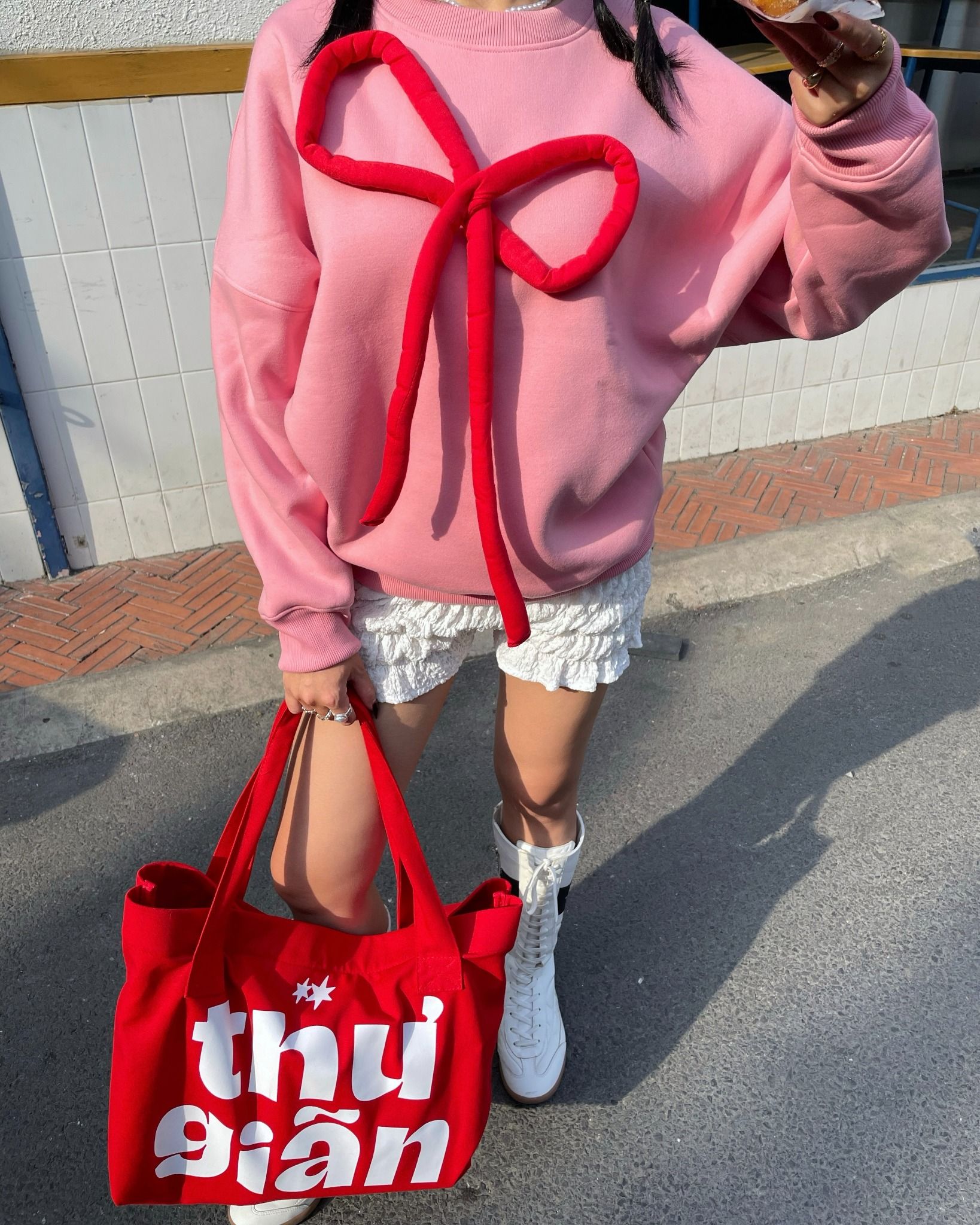  Áo Nữ Tay Dài BOWPOP MADMIND - Màu Hồng 