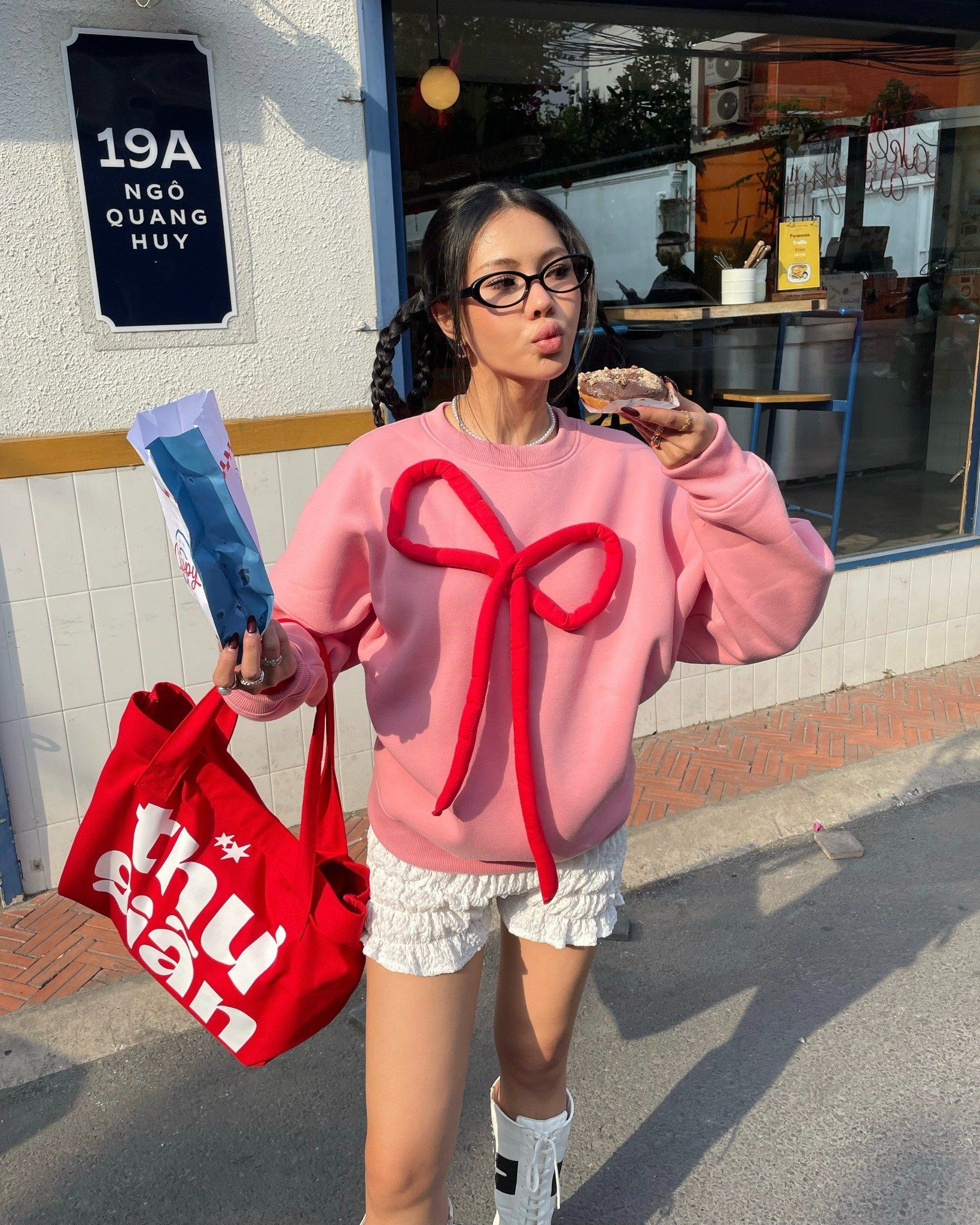  Áo Nữ Tay Dài BOWPOP MADMIND - Màu Hồng 