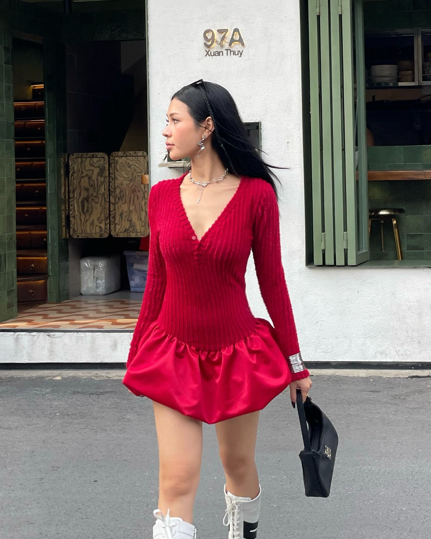  Đầm Thiết Kế Dáng Bí LUMY MADMIND - Màu Đỏ 