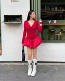  Đầm Thiết Kế Dáng Bí LUMY MADMIND - Màu Đỏ 