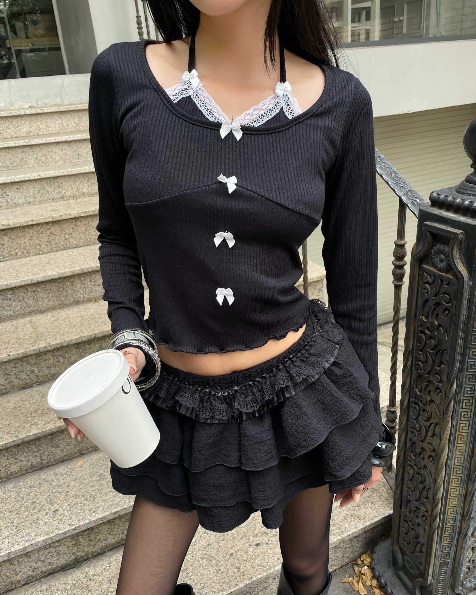  Áo Nữ Tay Dài BOWTIFUL MADMIND - Màu Đen 