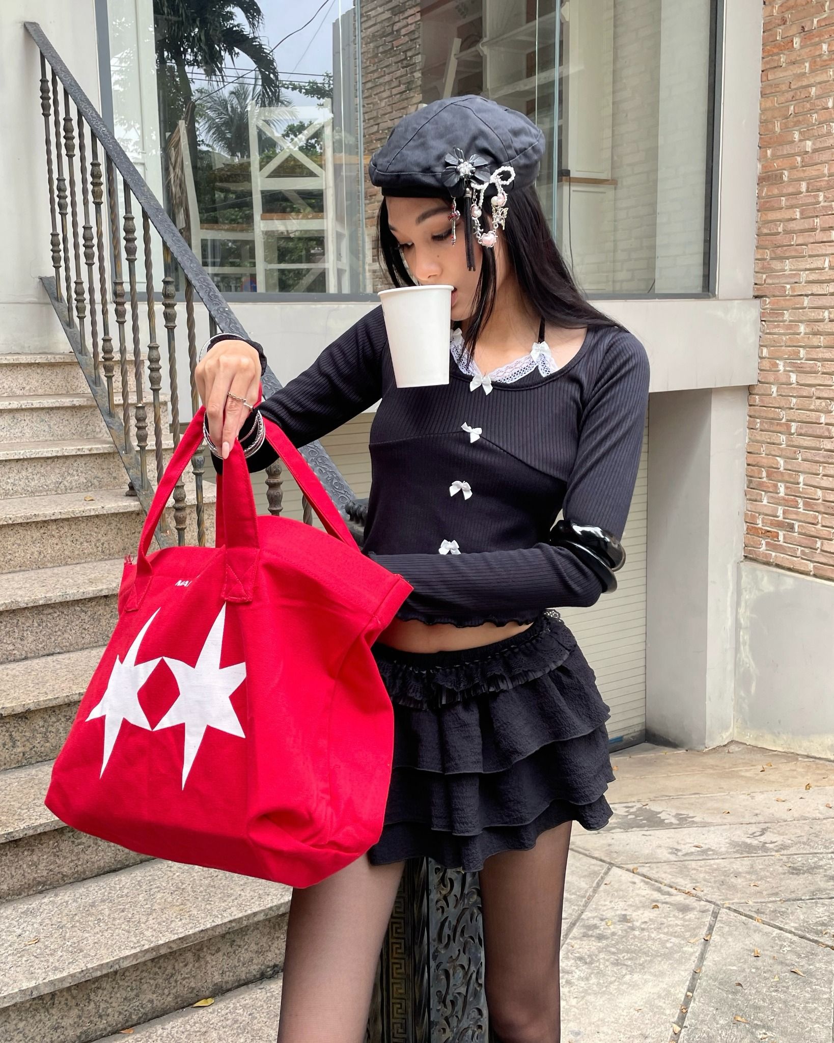  Áo Nữ Tay Dài BOWTIFUL MADMIND - Màu Đen 