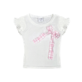  Áo Thun Nữ Form Ôm Body Tay Bèo Họa Tiết Gắn Nơ Cloudy Top MADMIND - Màu Trắng 