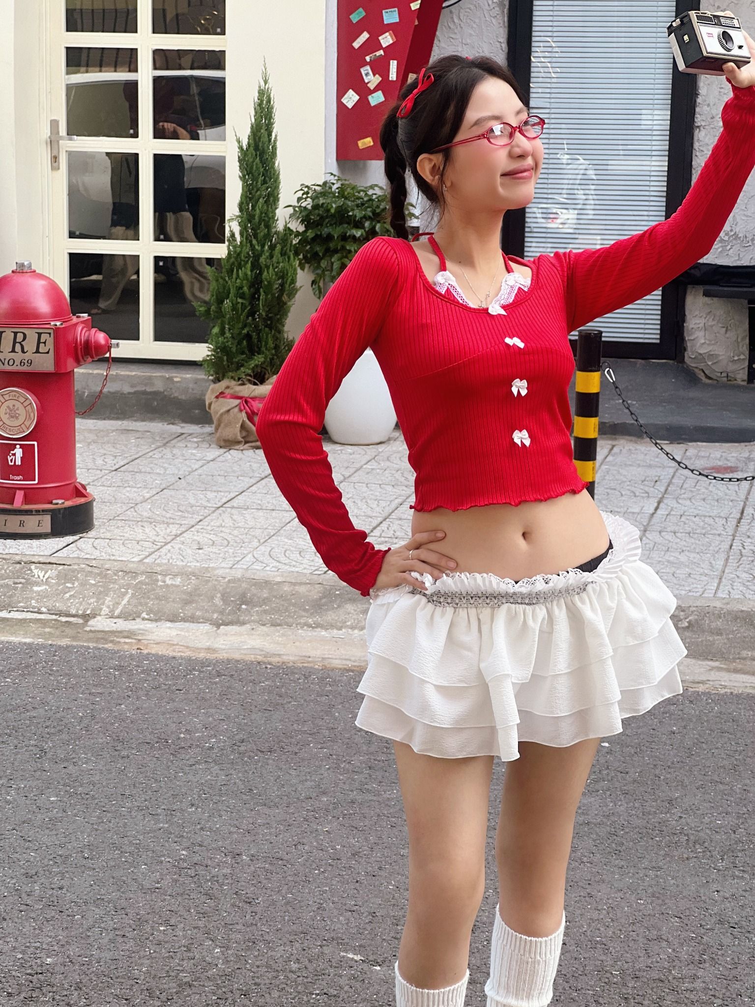  Áo Nữ Tay Dài BOWTIFUL MADMIND - Màu Đỏ 