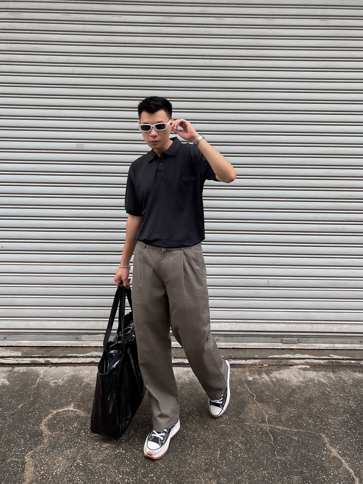  Áo Polo Fresh Madmind Màu Đen, Vải Cá Sấu 