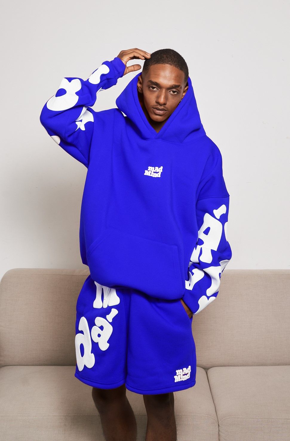  Áo Hoodie Tay Dài Bubblegum In Nổi Madmind -  Màu Xanh Dương 