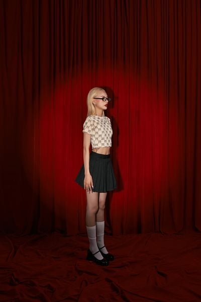  Áo Thun Croptop Monogram Madmind - Beige 