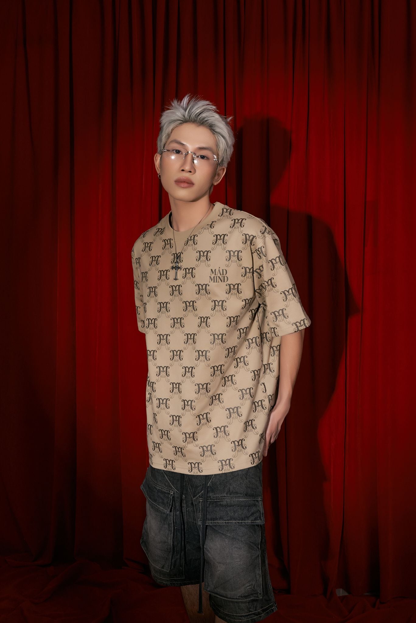  Áo Thun Cotton Premium Monogram Madmind - Beige 