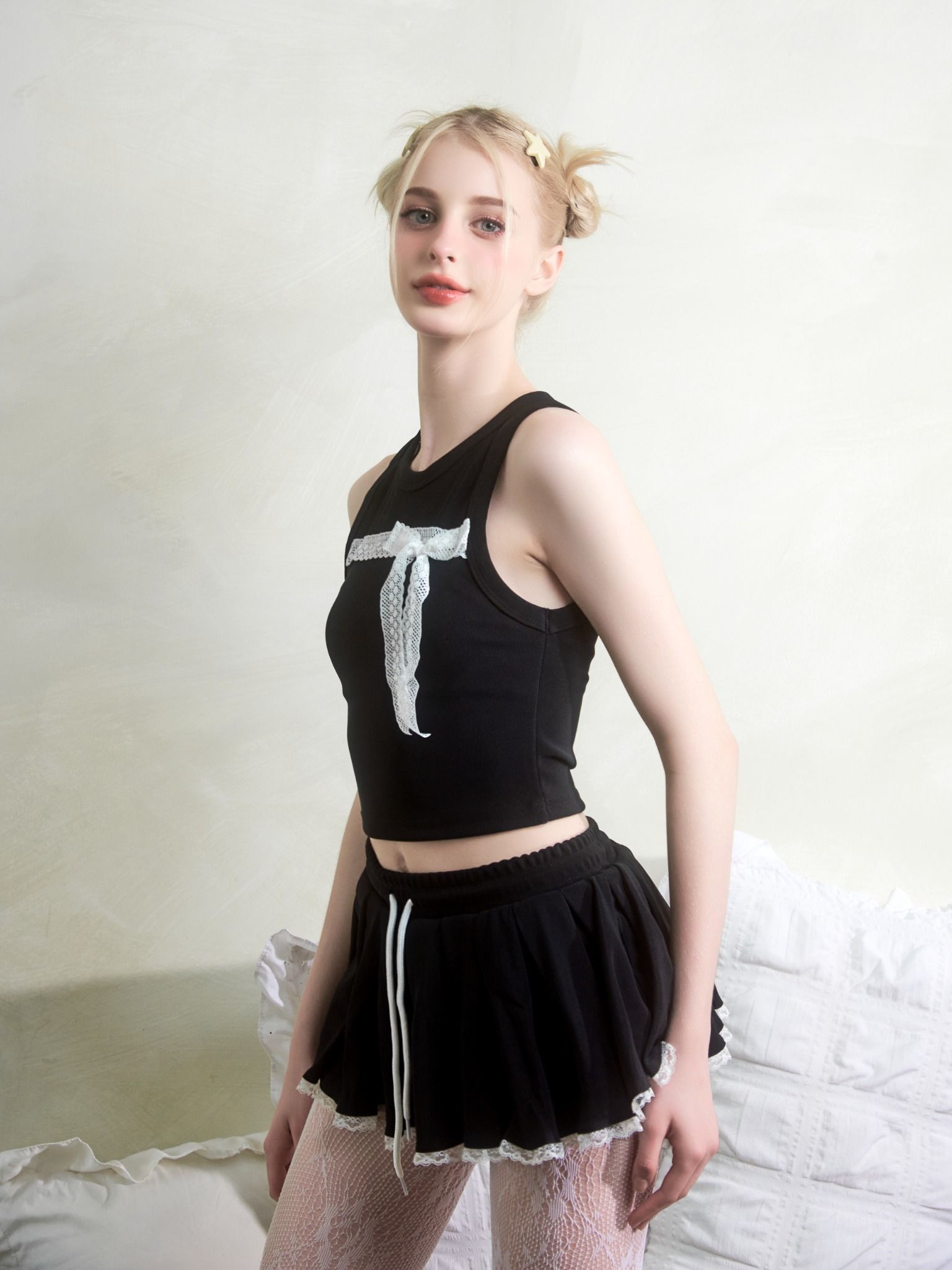  Chân Váy Ngắn Phối Ren (Có Quần Bảo Hộ) Baby Skirt Madmind - Màu Đen 