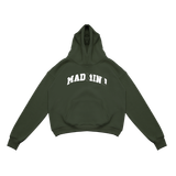  Áo Hoodie Tay Dài Thêu Chữ, Nỉ Bông Ripped Logo Hoodie - Màu Rêu 