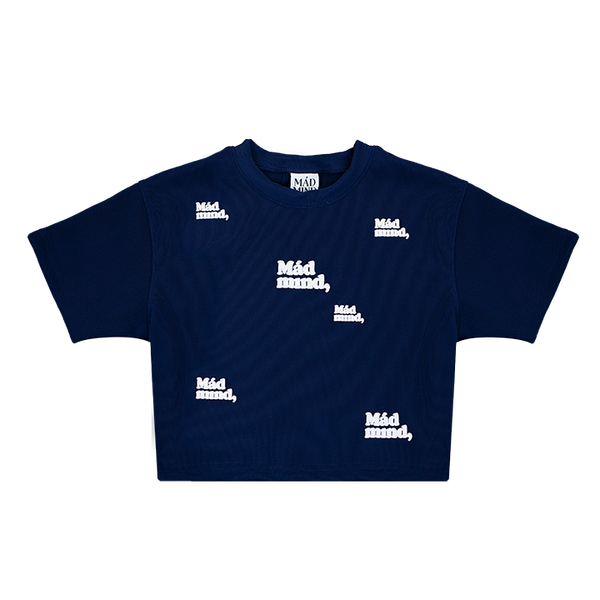  Áo Thun In Nổi Round Croptop Madmind - Màu Xanh Navy 