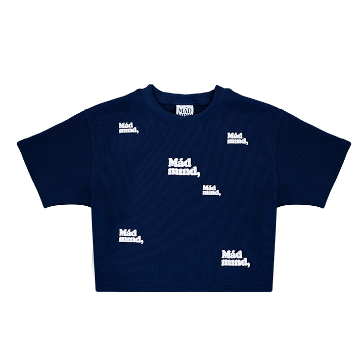  Áo Thun In Nổi Round Croptop Madmind - Màu Xanh Navy 