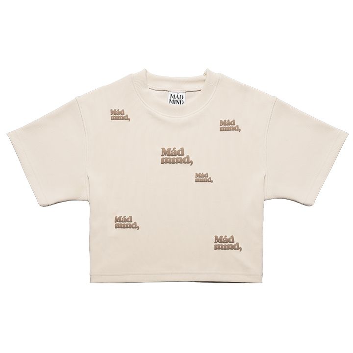  Áo Thun In Nổi Round Croptop Madmind - Màu Be 