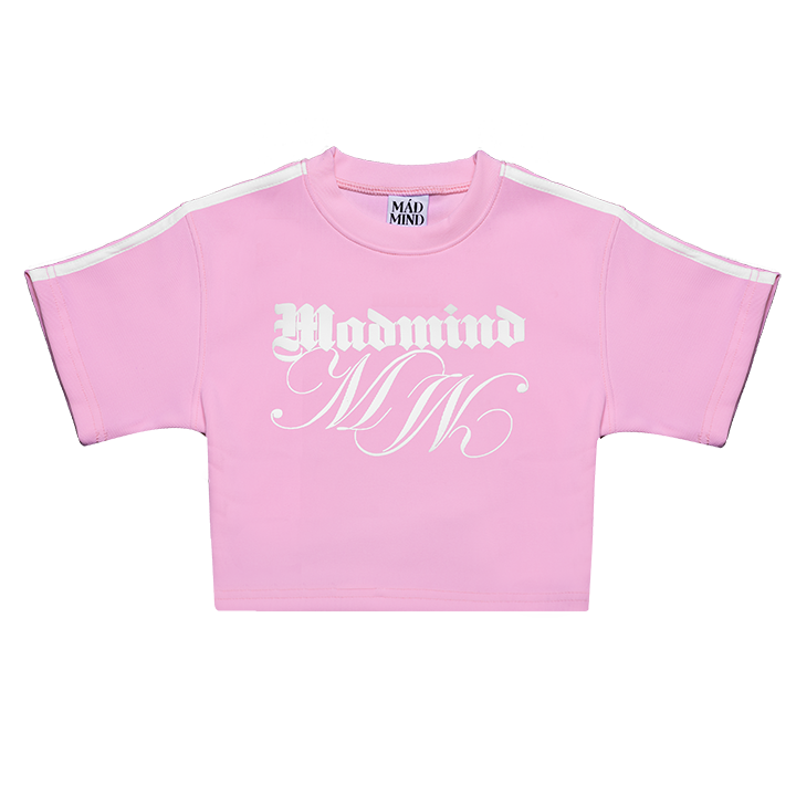  Áo Thun Croptop Phối 2 Sọc Double M Croptop Madmind - Màu Hồng 