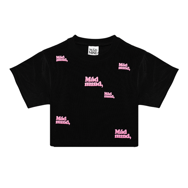  Áo Thun In Nổi Round Croptop Madmind - Màu Đen 