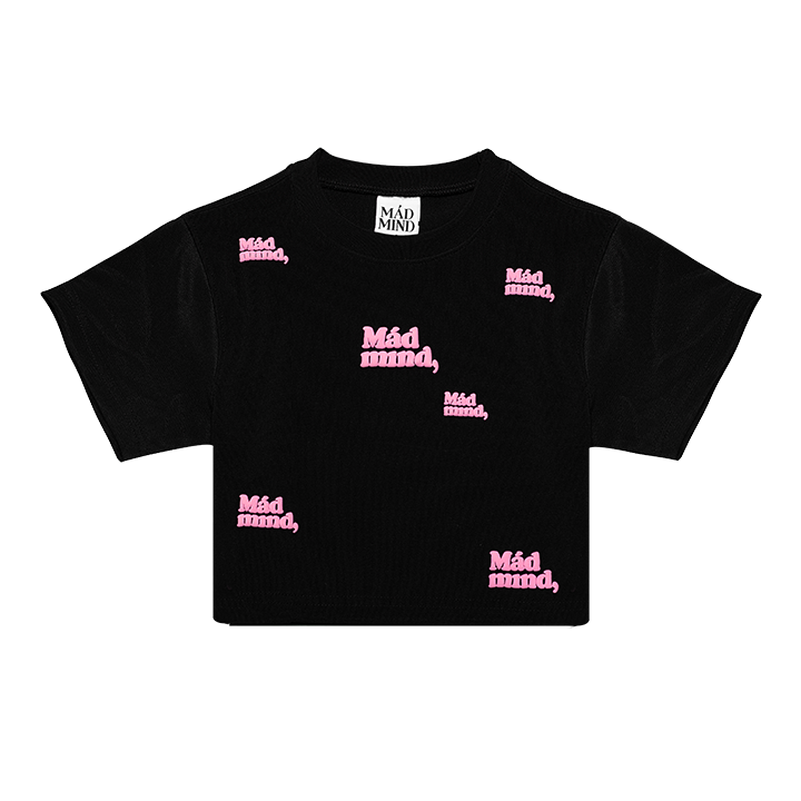  Áo Thun In Nổi Round Croptop Madmind - Màu Đen 