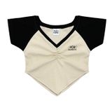  Áo Cổ Tim Trễ Vai Croptop, In Nổi Creamy Off Shoulder Croptop Madmind - Màu Be 