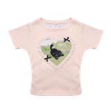  Áo Thun Nữ Form Ôm Body Họa Tiết Phối Ren Rora MADMIND - Màu Be 