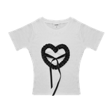  Áo Thun Nữ Form Body Họa Tiết Nơ Ruy Băng Hearty Top MADMIND - Màu Trắng 