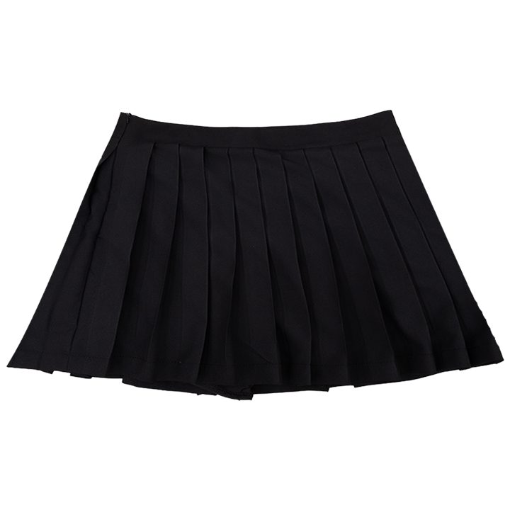  Chân Váy Kaki Xếp Ly Pleated Mini Skirt Cao Cấp  - Màu Đen 