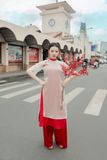  Áo Dài Cách Tân Nữ Yên Hoa MADMIND - Màu Đỏ 