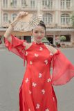  [ KÈM KHOÁC LỤA ] - Áo Dài Cách Tân Nữ Khiết Lam MADMIND - Màu Đỏ 