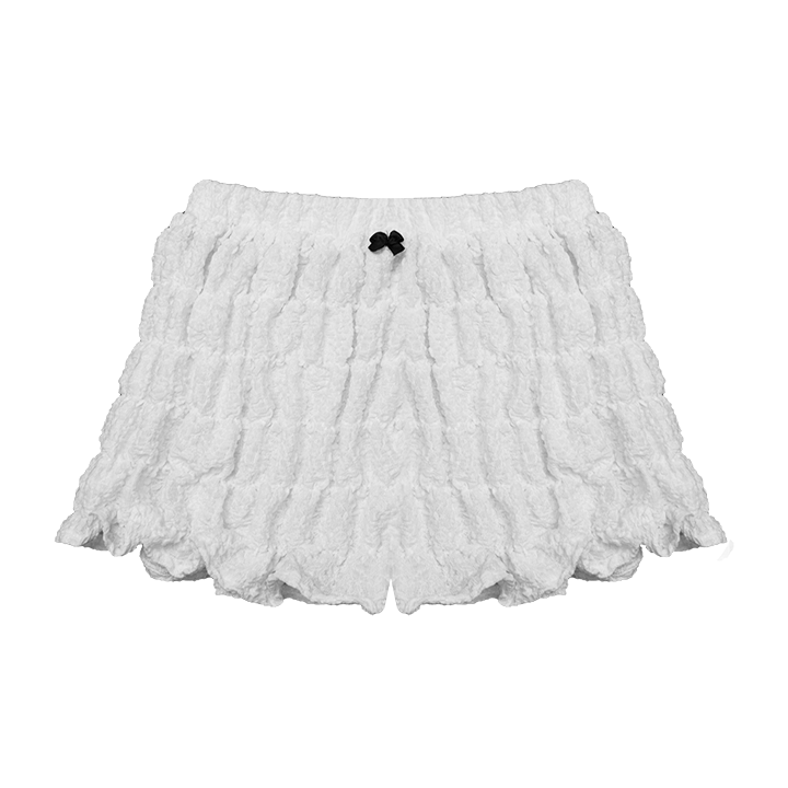  Quần Ngắn Nhún Thun Phối Nơ Hearty Short MADMIND - Màu Trắng 