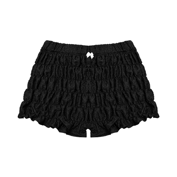  Quần Ngắn Nhún Thun Phối Nơ Hearty Short MADMIND - Màu Đen 