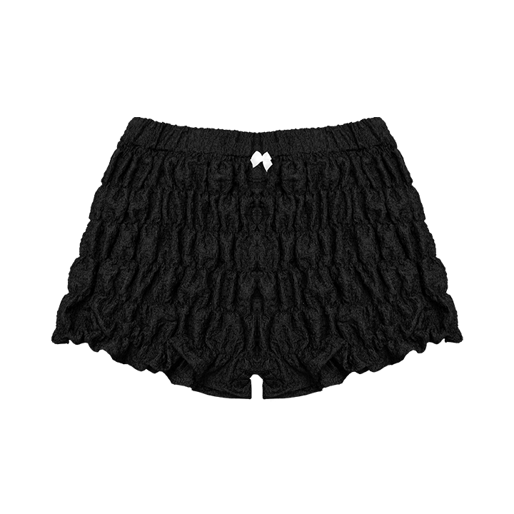  Quần Ngắn Nhún Thun Phối Nơ Hearty Short MADMIND - Màu Đen 