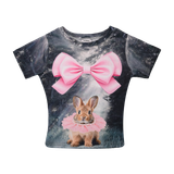  Áo Thun Nữ Form Ôm Body Họa Tiết In Nơ Bunny Top MADMIND - Màu Fullprint 