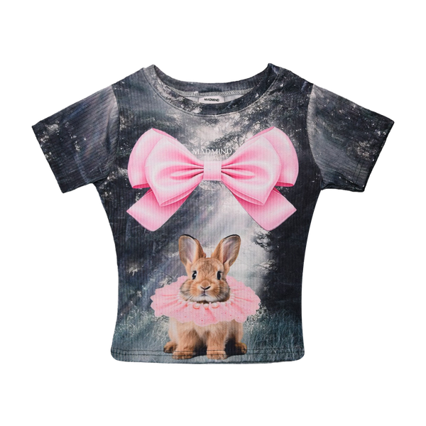  Áo Thun Nữ Form Ôm Body Họa Tiết In Nơ Bunny Top MADMIND - Màu Fullprint 