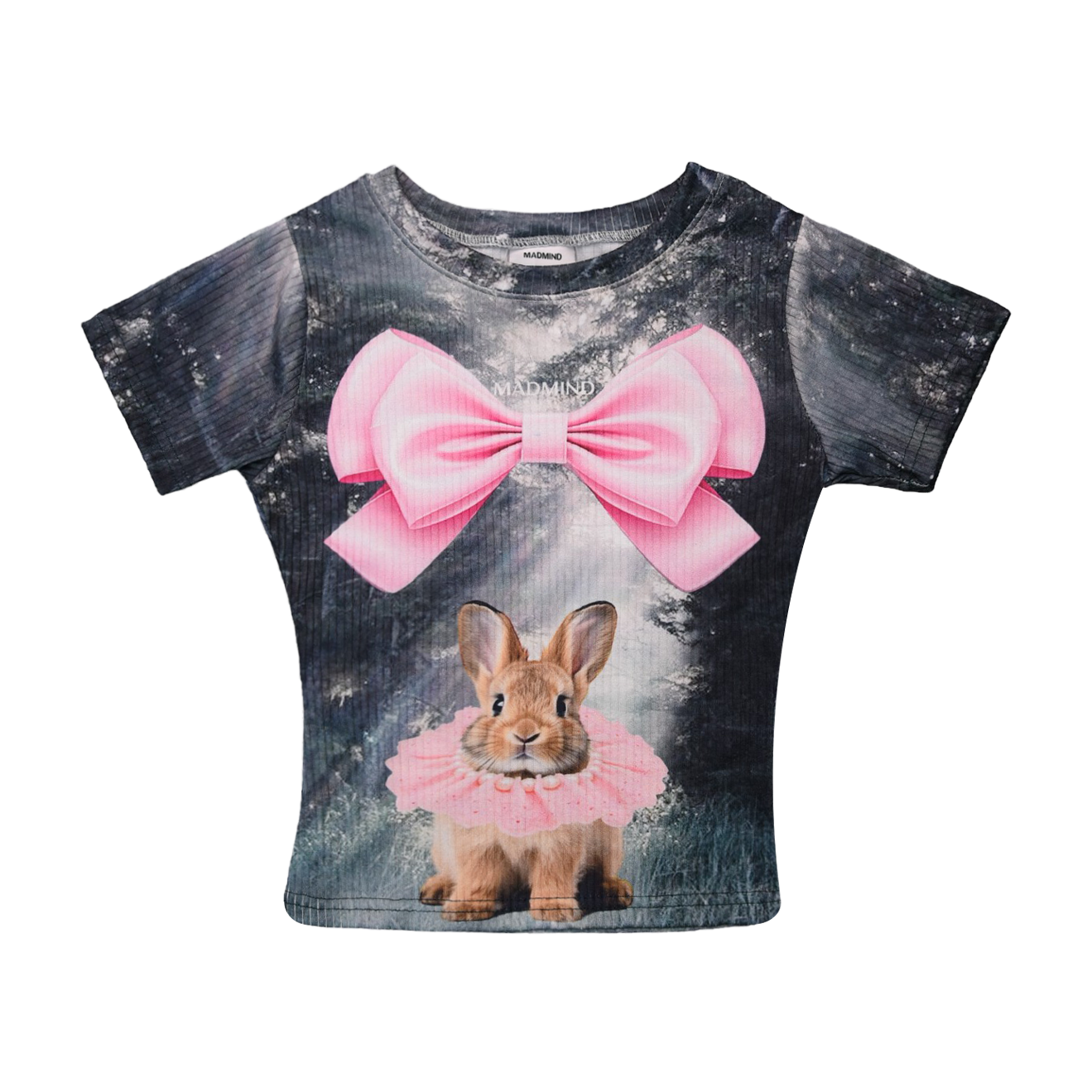  Áo Thun Nữ Form Ôm Body Họa Tiết In Nơ Bunny Top MADMIND - Màu Fullprint 