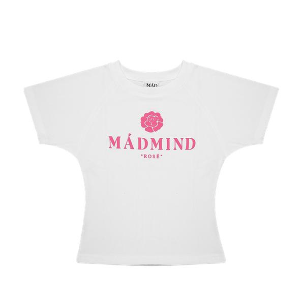  Áo Thun Ôm Body In Nổi Hoa Rosé Madmind - Màu Trắng 