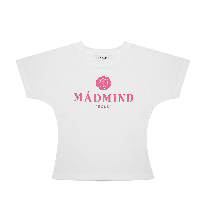  Áo Thun Ôm Body In Nổi Hoa Rosé Madmind - Màu Trắng 