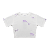  Áo Thun Nữ In Nổi Họa Tiết Đính Nơ Bonnie Croptop MADMIND - Màu Trắng 