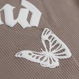  Áo Thun In Nổi Butterfly Croptop Madmind - Màu Cacao 