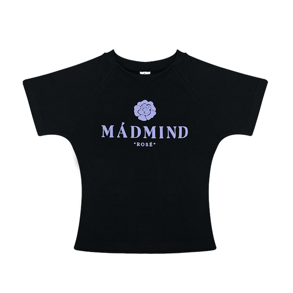  Áo Thun Ôm Body In Nổi Hoa Rosé Madmind - Màu Đen 
