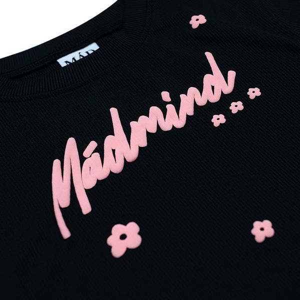  Áo Thun Croptop In Nổi Jardin Madmind - Màu Đen Form Ôm Body 