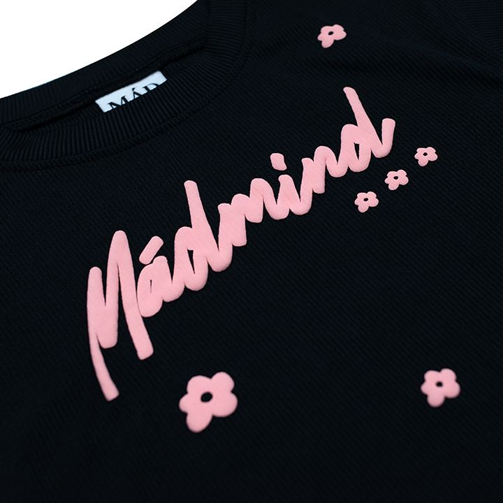  Áo Thun Croptop In Nổi Jardin Madmind - Màu Đen Form Ôm Body 