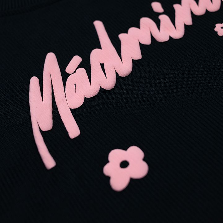  Áo Thun Croptop In Nổi Jardin Madmind - Màu Đen Form Ôm Body 