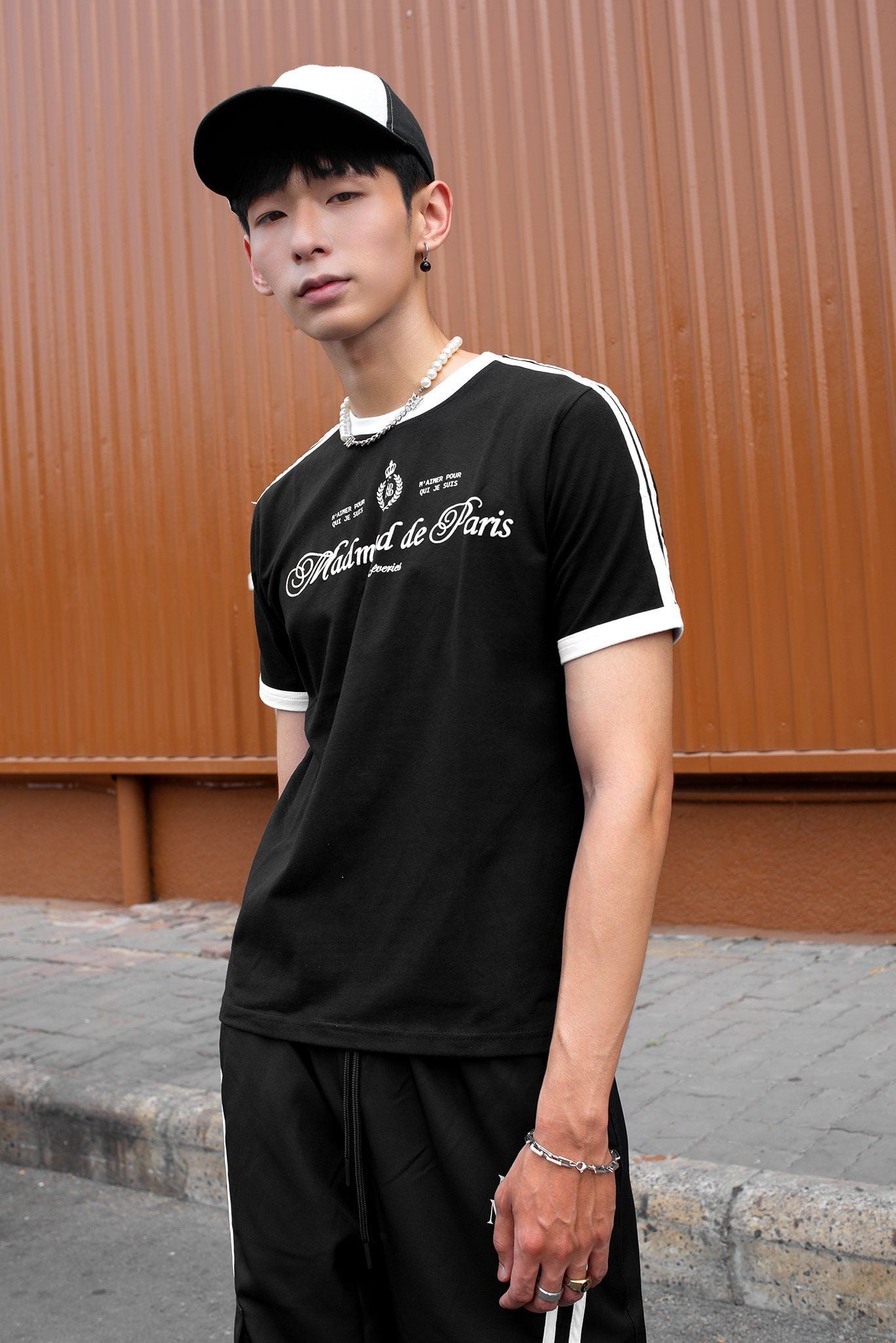  Áo Thun Form BOXY Paris De Madmind - Tay Ngắn Premium Cotton Màu Đen 