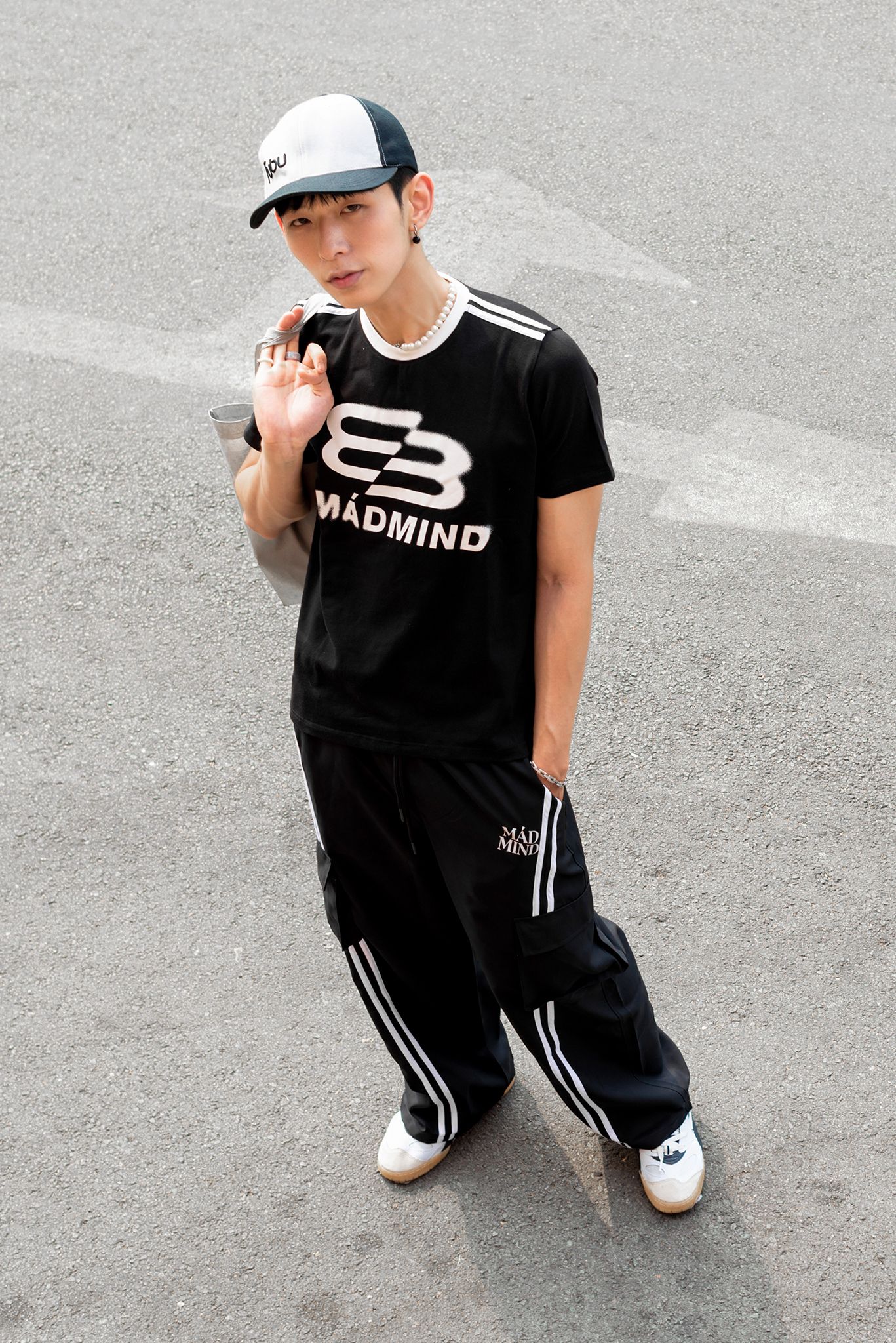  Áo Thun Form Boxy MM Motion Madmind - Phối 2 Sọc Tay Ngắn, Premium Cotton Màu Đen 